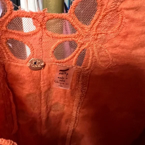 Free People FP One Casella Drop Waist Embroidered Slip Mini Dress in Rust - Picture 7 of 7